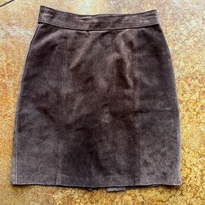 Vintage Italian Leather Brown Skirt - size 40